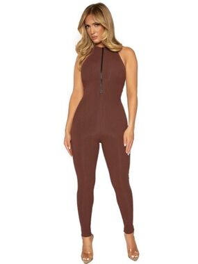 Naked wardrobe sleeveless  zip up jumpsuit NEW MED womens baby mama collection